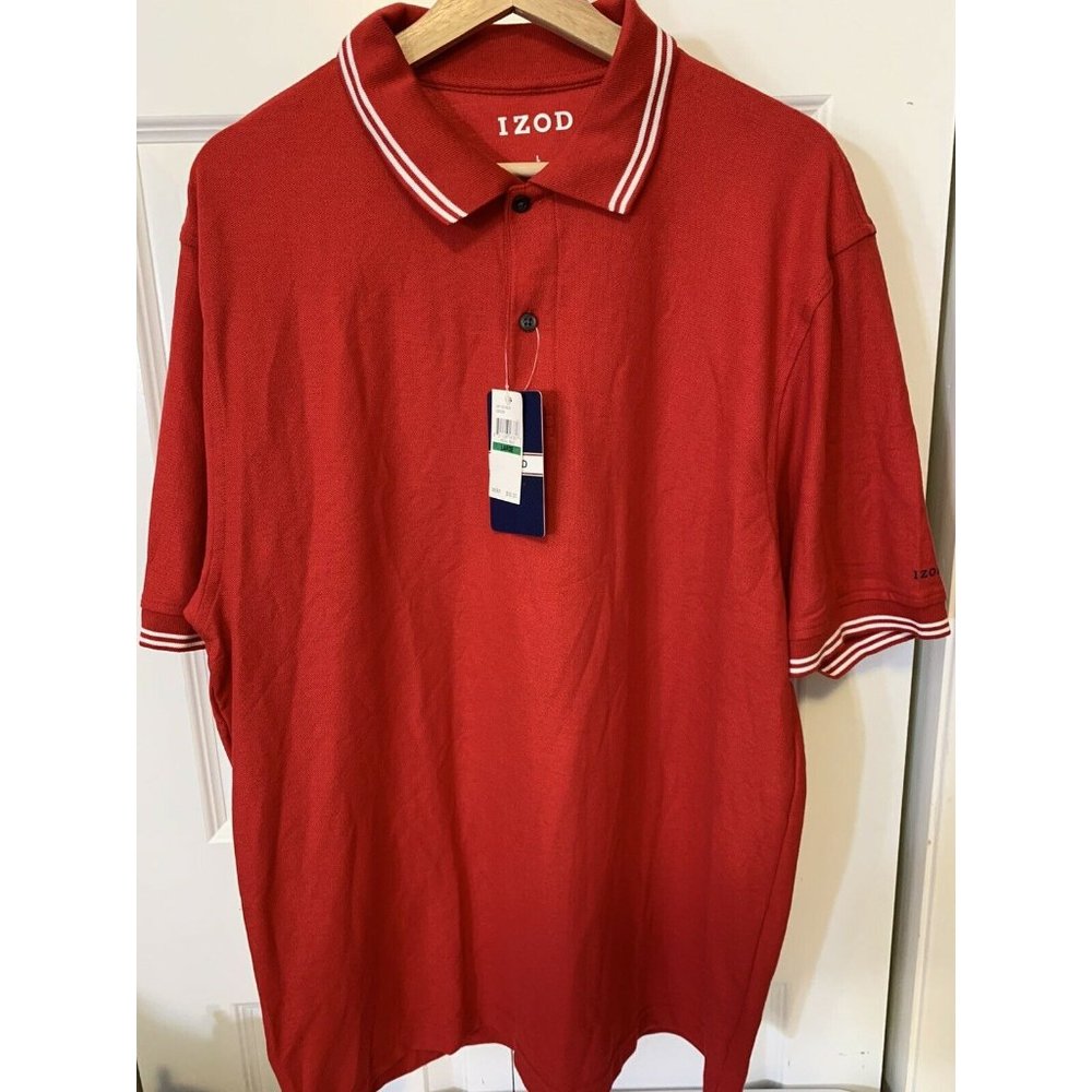 New Izod‎ Golf Polo Shirt Men’s Sz L Red NWT